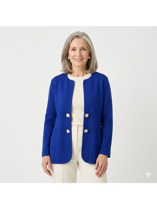 Misook Jackets & Blazers - Vintage Misook Purple Open Front Knit Caridgan Blazer Jacket Size XL 90s Y2K